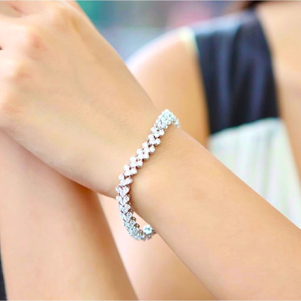 Lab Created Diamond Tennis Bracelet Silver 925 5AAAAA White Length 7.5In